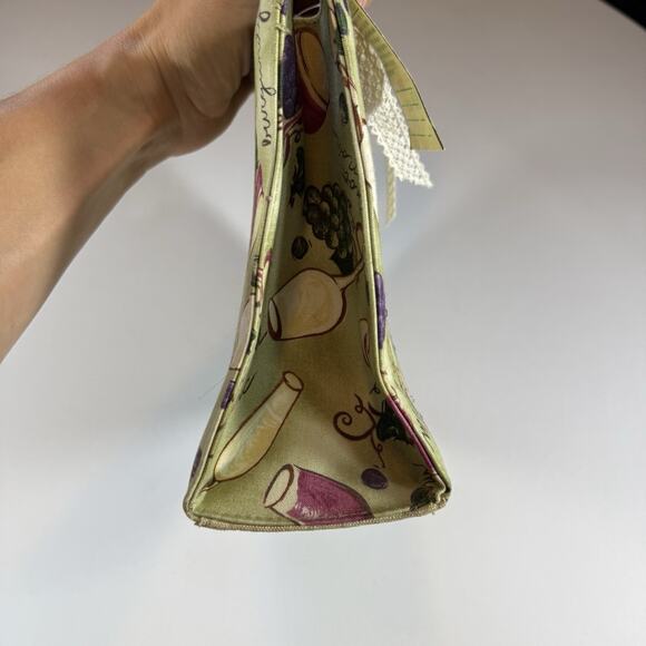 Vintage Stein Mart Wine Canvas Embellished Rhinestone Shoulder Bag Purse Green - Picture 10 of 13